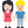 woman and man holding hands, light skin tone, medium-light skin tone